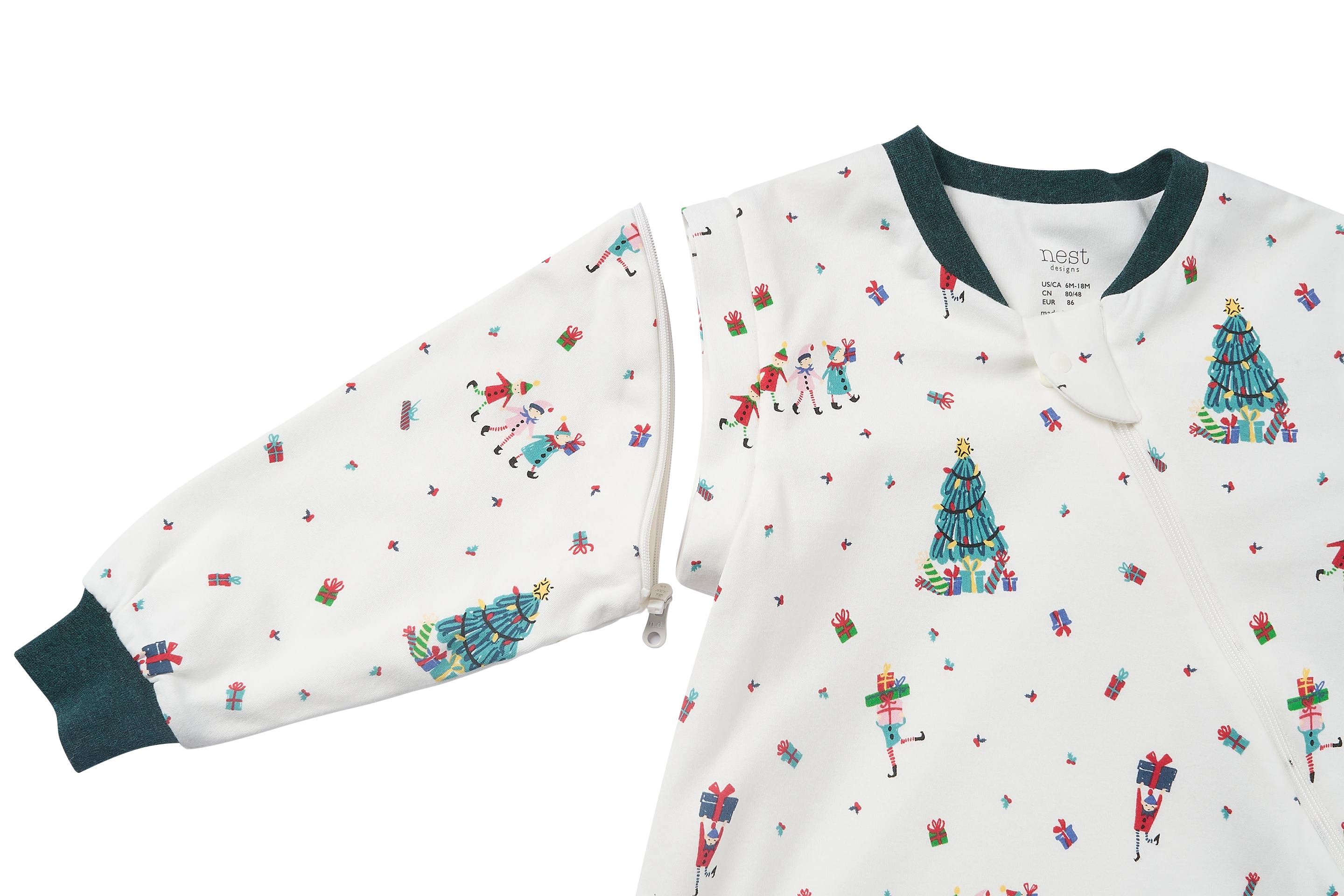 Nest Designs Organic Cotton Removable Long Sleeve Sleep Bag 1.0 TOG – Santas Elves